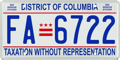 DC license plate FA6722