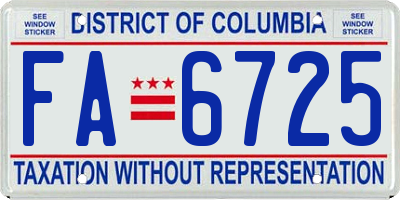 DC license plate FA6725