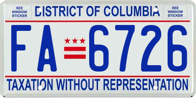 DC license plate FA6726