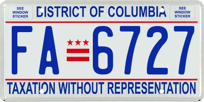 DC license plate FA6727