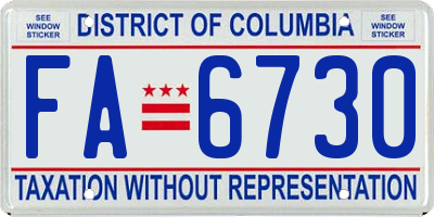 DC license plate FA6730