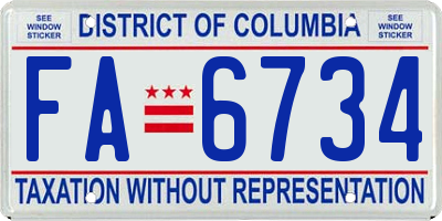 DC license plate FA6734