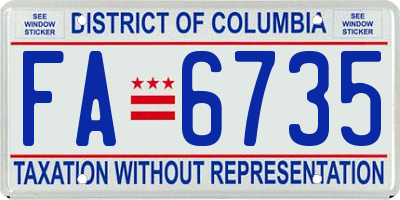 DC license plate FA6735