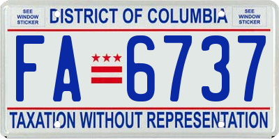 DC license plate FA6737