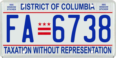 DC license plate FA6738