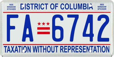 DC license plate FA6742