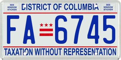 DC license plate FA6745