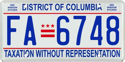 DC license plate FA6748