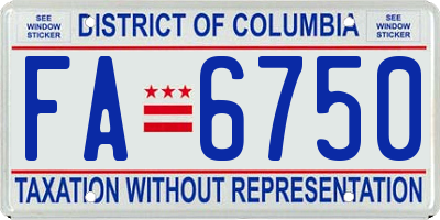 DC license plate FA6750