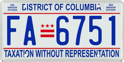 DC license plate FA6751