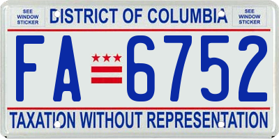 DC license plate FA6752