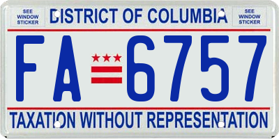 DC license plate FA6757