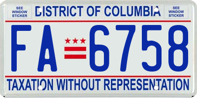 DC license plate FA6758