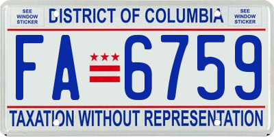 DC license plate FA6759