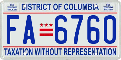 DC license plate FA6760