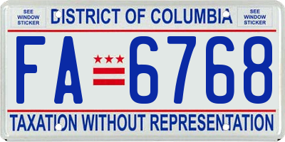 DC license plate FA6768