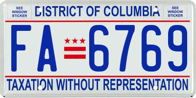 DC license plate FA6769