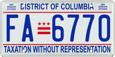 DC license plate FA6770