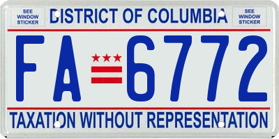 DC license plate FA6772