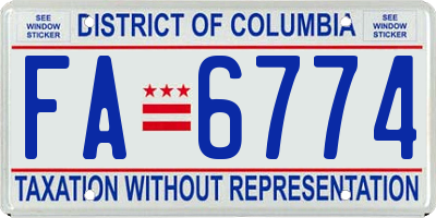 DC license plate FA6774