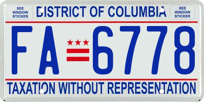 DC license plate FA6778