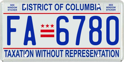 DC license plate FA6780