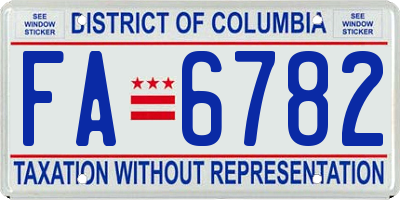 DC license plate FA6782