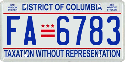 DC license plate FA6783