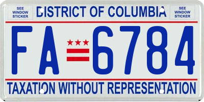 DC license plate FA6784