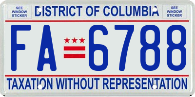 DC license plate FA6788