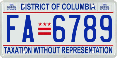 DC license plate FA6789