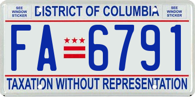 DC license plate FA6791