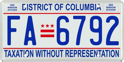 DC license plate FA6792