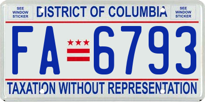 DC license plate FA6793