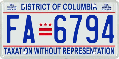 DC license plate FA6794