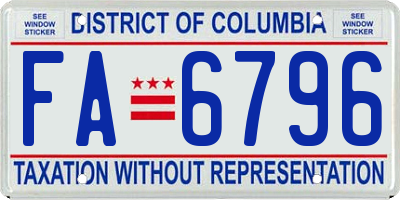 DC license plate FA6796