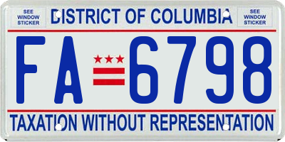 DC license plate FA6798