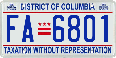 DC license plate FA6801