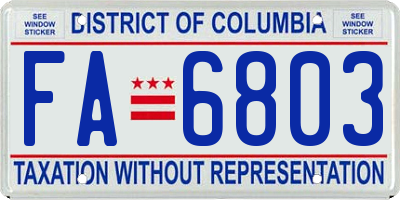 DC license plate FA6803