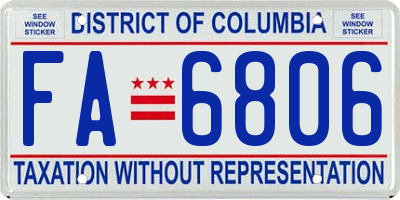 DC license plate FA6806