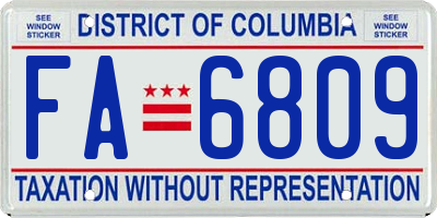 DC license plate FA6809