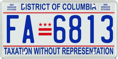 DC license plate FA6813