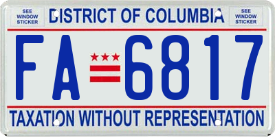 DC license plate FA6817