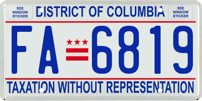 DC license plate FA6819