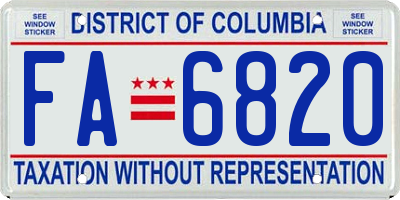 DC license plate FA6820