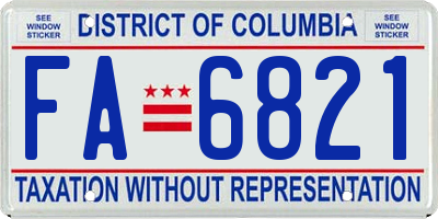 DC license plate FA6821