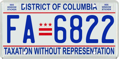 DC license plate FA6822