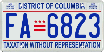 DC license plate FA6823