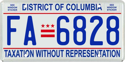 DC license plate FA6828