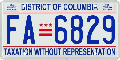 DC license plate FA6829